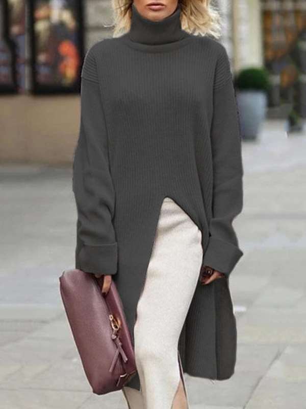 Elegant fashionabel vintertröjklänning för kvinnor