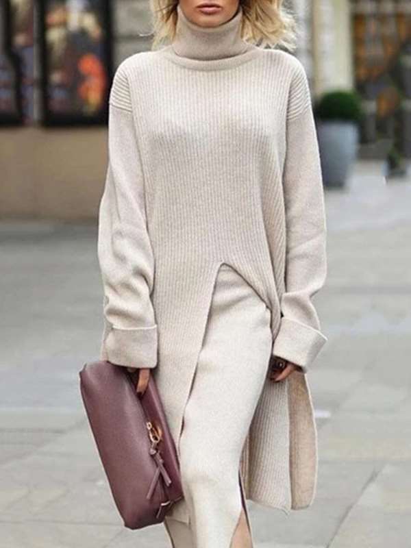 Elegant fashionabel vintertröjklänning för kvinnor