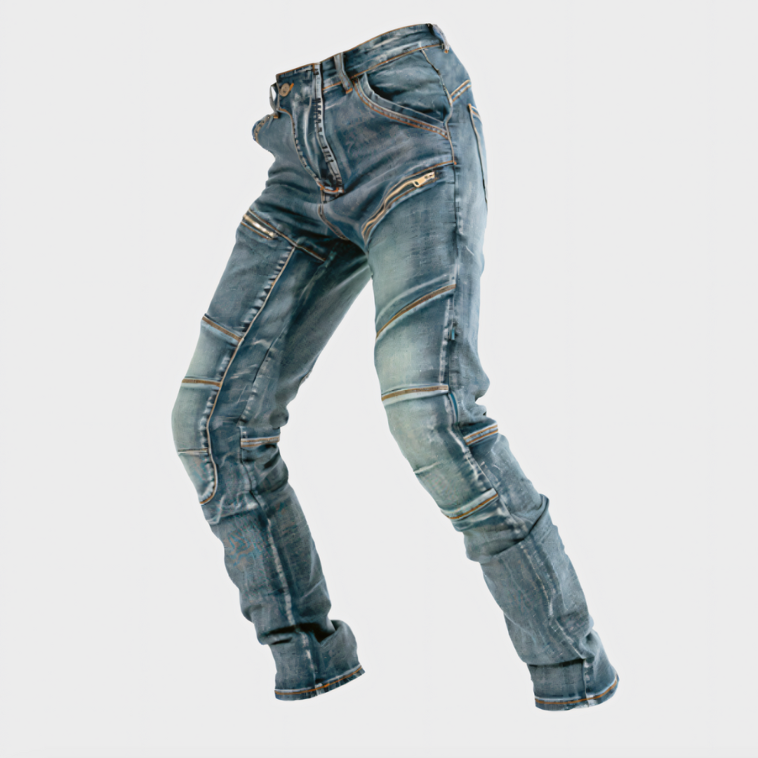 Stretchiga outdoor-bikerjeans för män