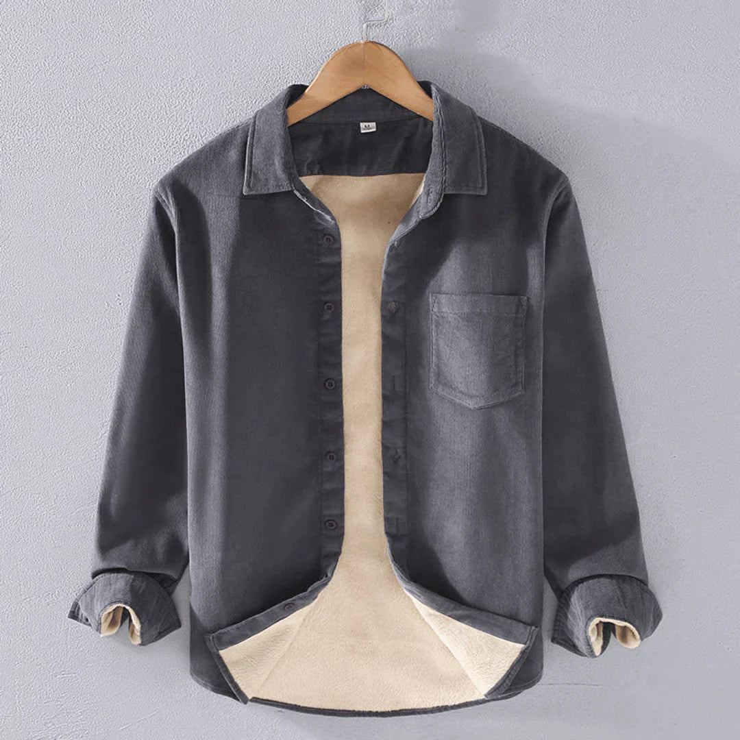 Fleece Varm Corduroy Jacka Rock för män