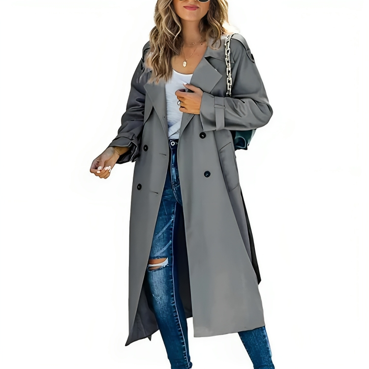 Kvinnors Eleganta Vindjacka Trench Coat