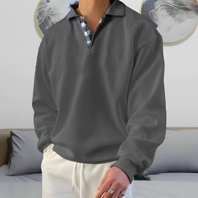 Avslappnad Polo Pullover Sweatshirt för män