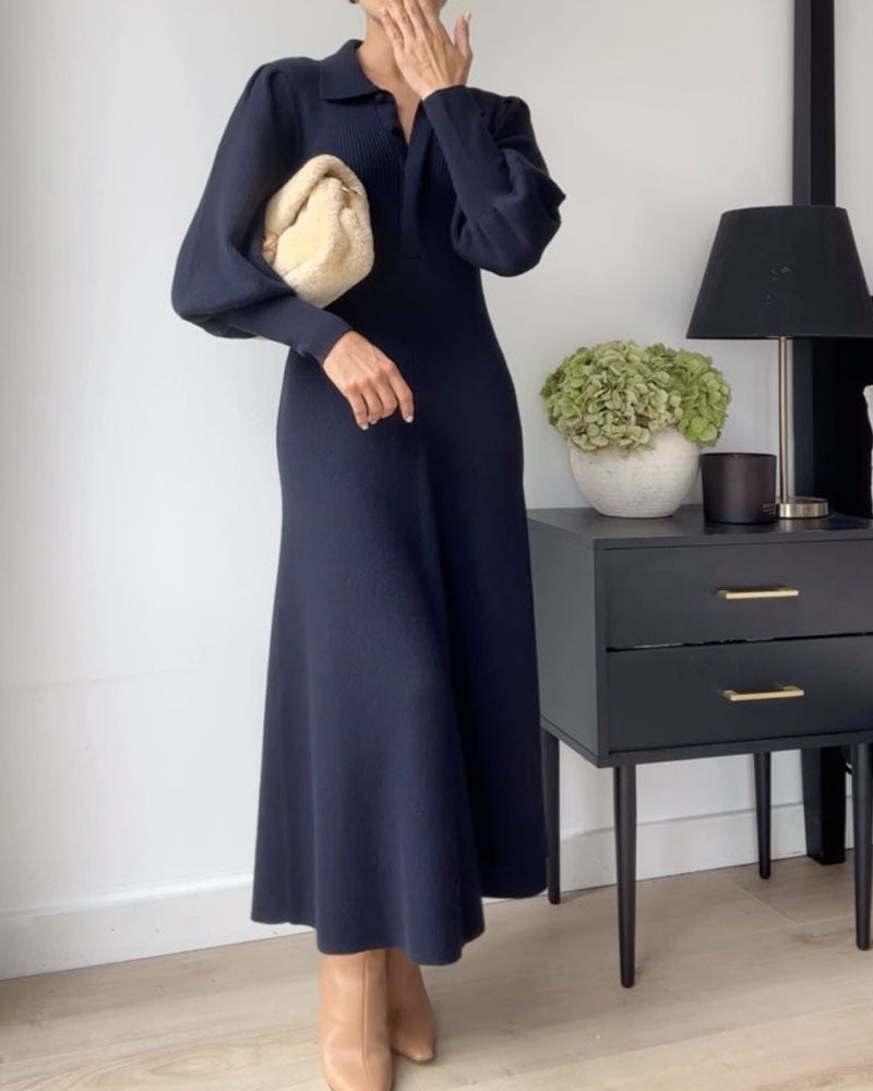 Elegant stilfull långärmad klänning för kvinnor
