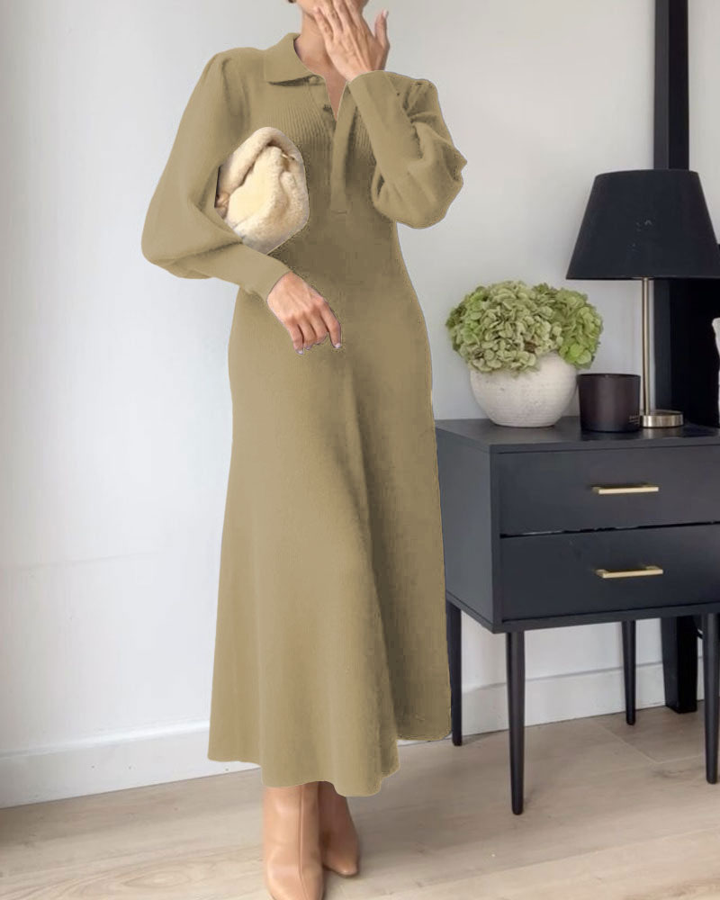Elegant stilfull långärmad klänning för kvinnor