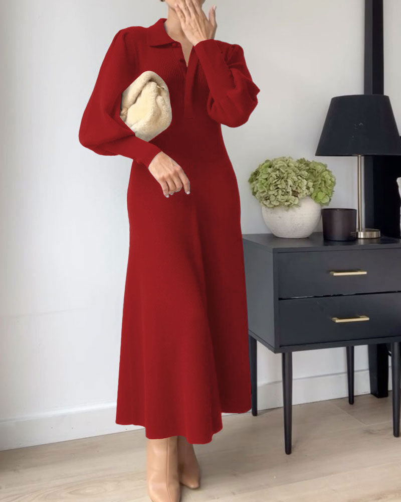 Elegant stilfull långärmad klänning för kvinnor