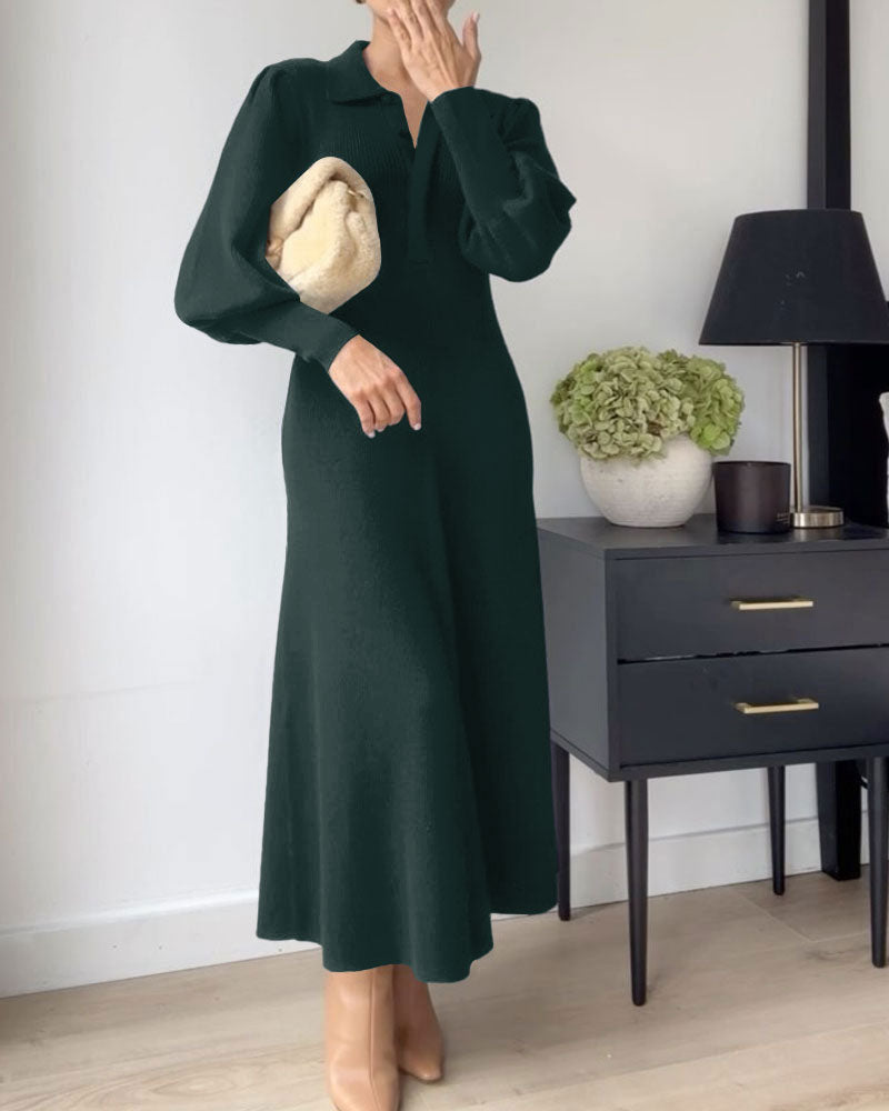 Elegant stilfull långärmad klänning för kvinnor