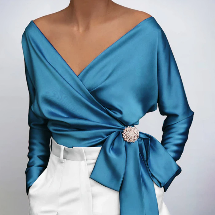 Fashionabel sexig långärmad blus för kvinnor