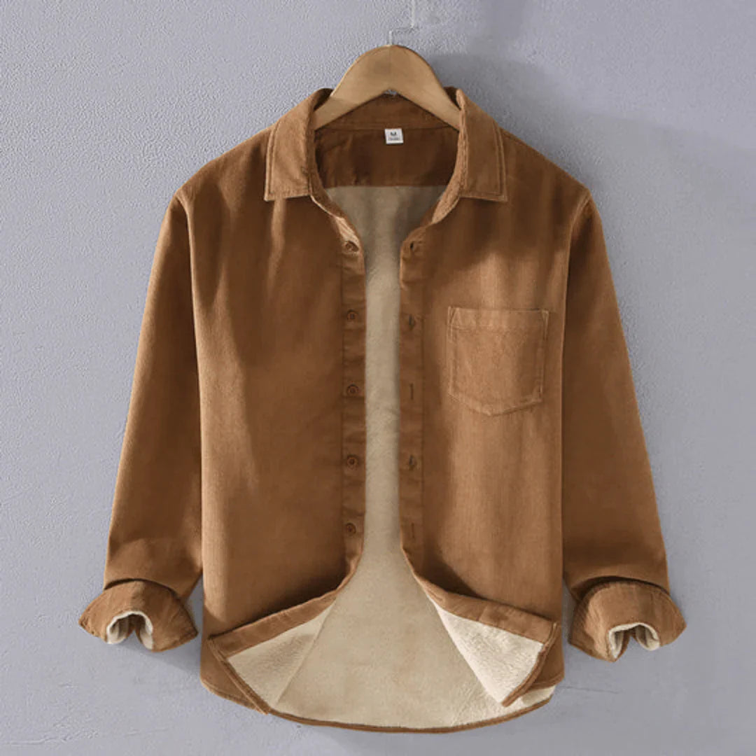 Fleece Varm Corduroy Jacka Rock för män