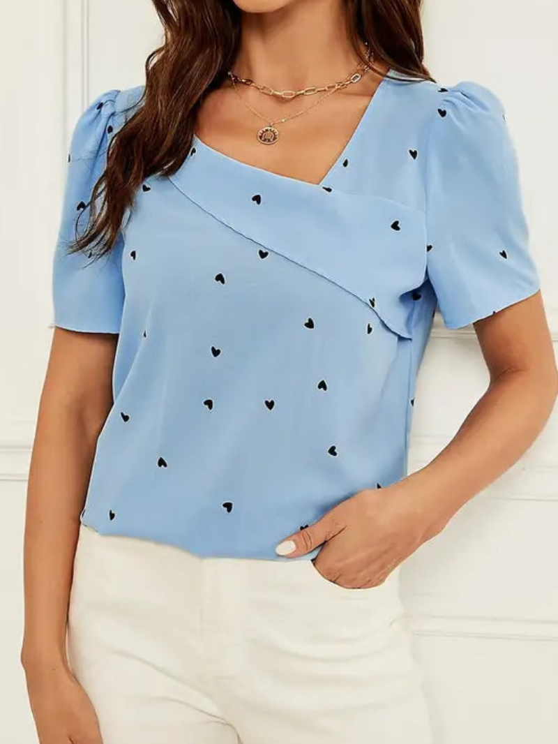 Elegant stilren kortärmad blus för kvinnor