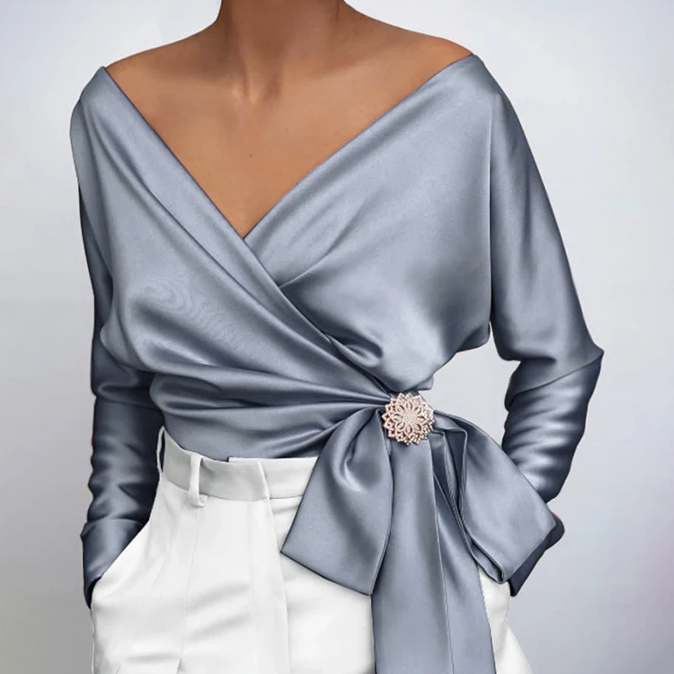 Fashionabel sexig långärmad blus för kvinnor