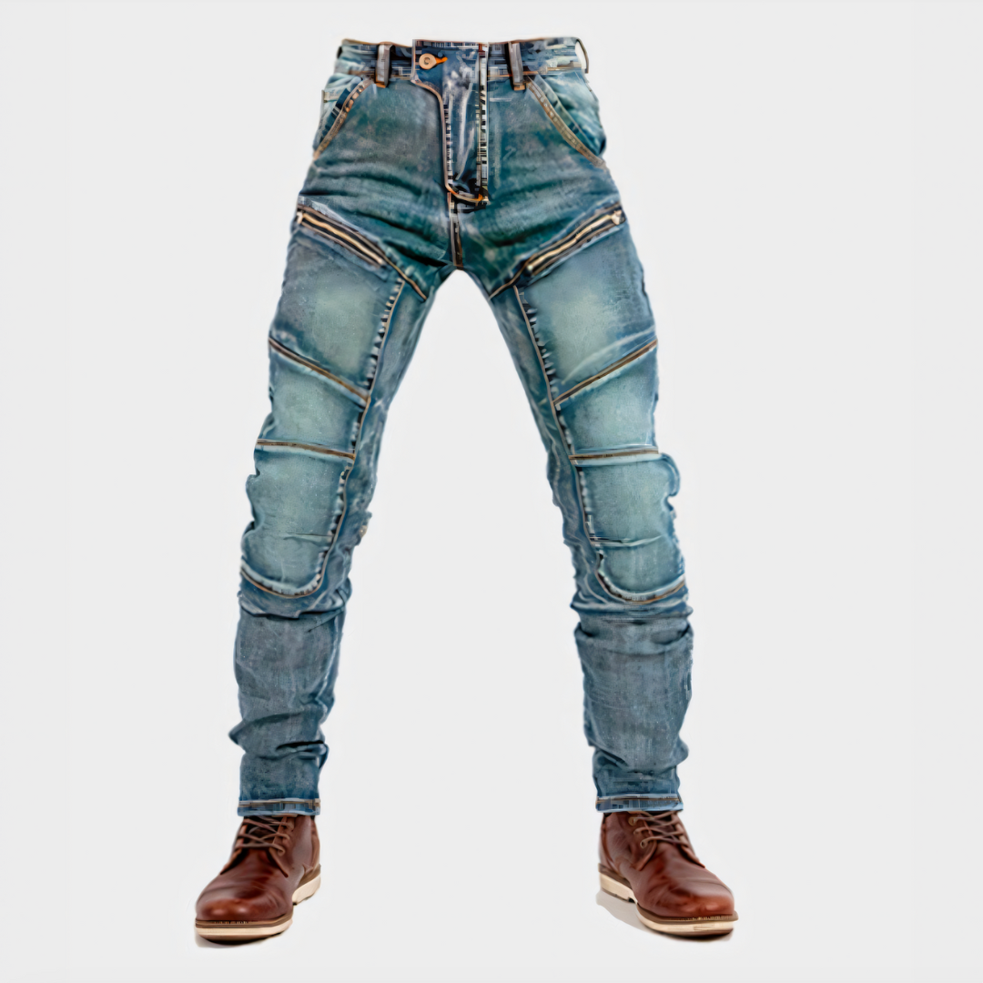 Stretchiga outdoor-bikerjeans för män