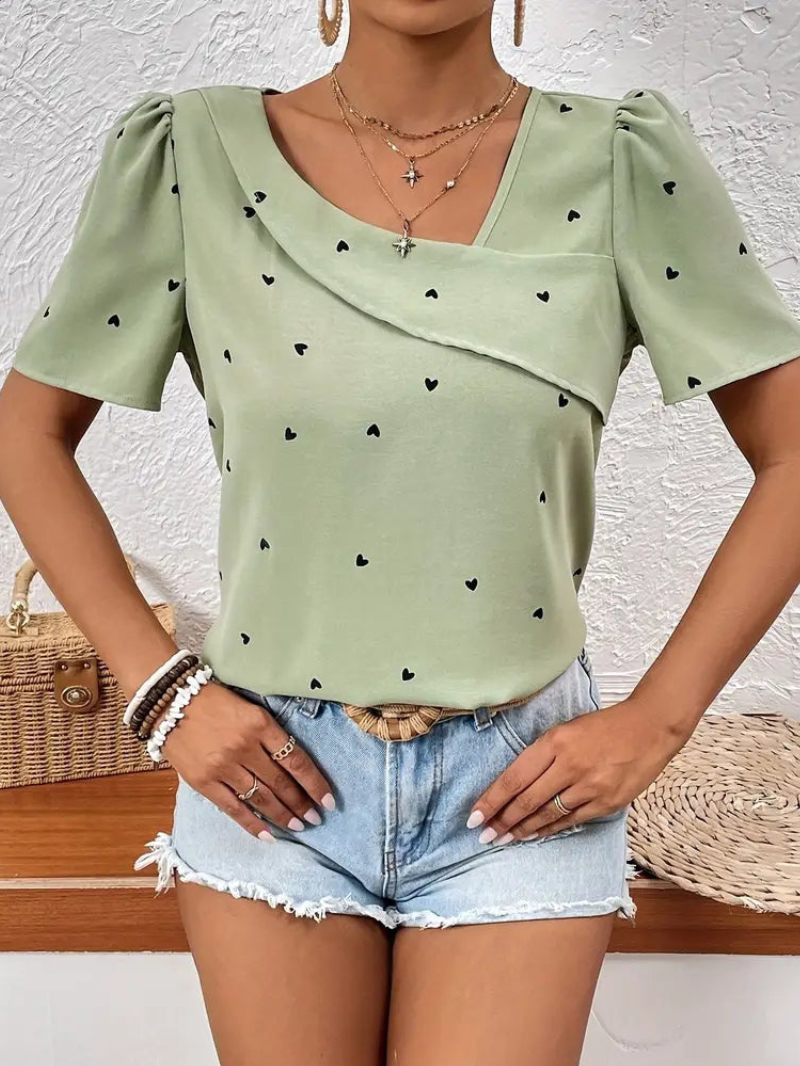 Elegant stilren kortärmad blus för kvinnor