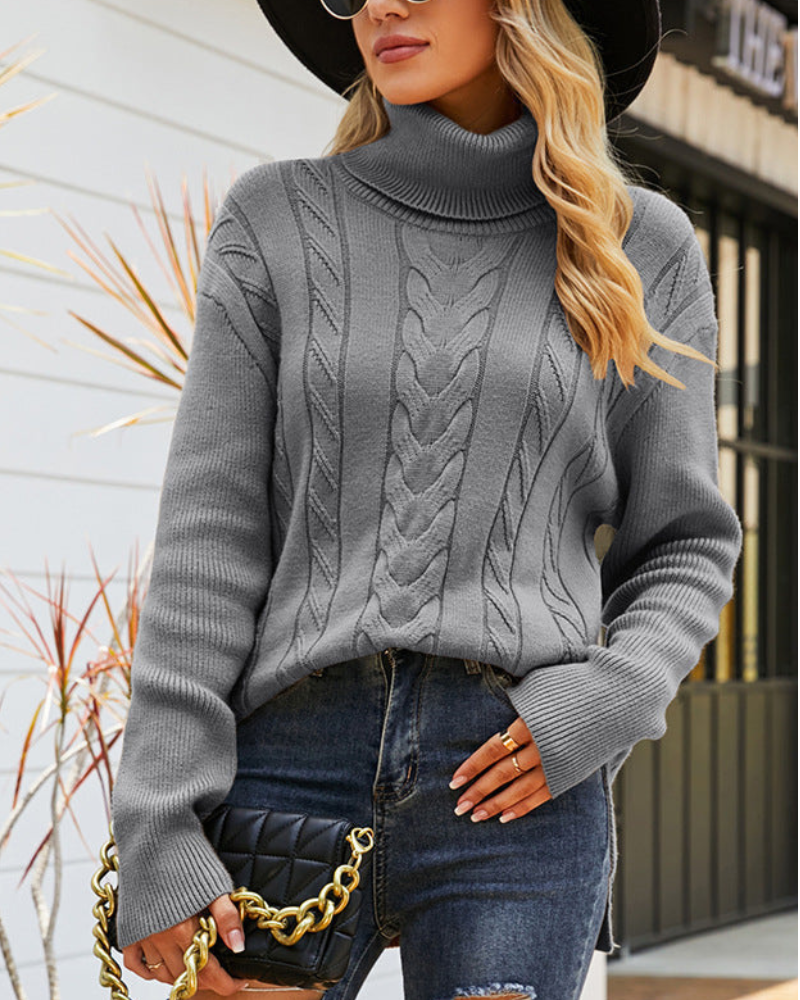 Elegant turtleneck varm vintertröja för kvinnor
