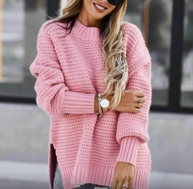 Lös Halv Turtleneck Stickad Pullover