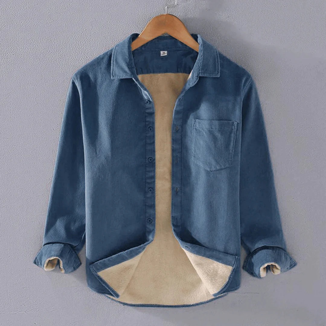 Fleece Varm Corduroy Jacka Rock för män