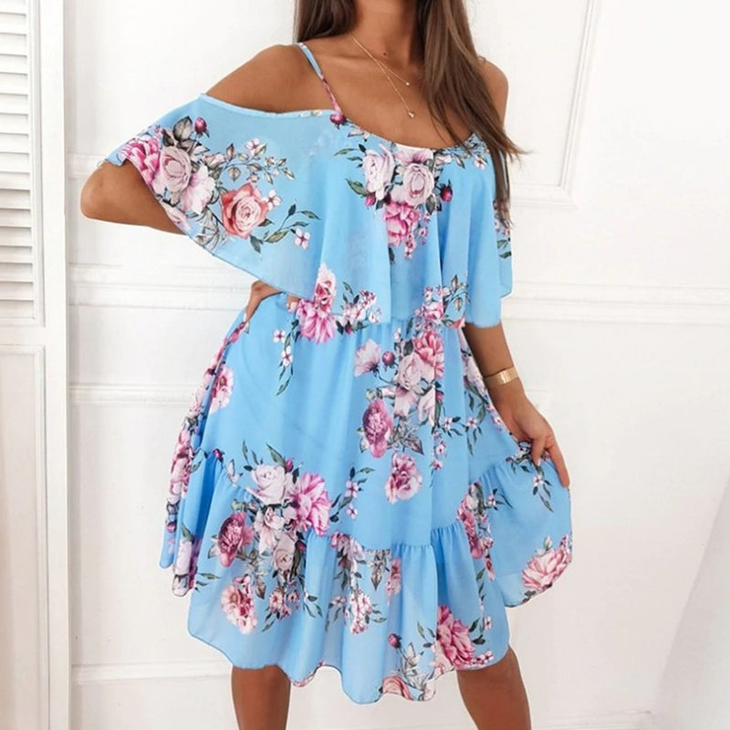 Snygg Off-shoulder miniklänning för kvinnor