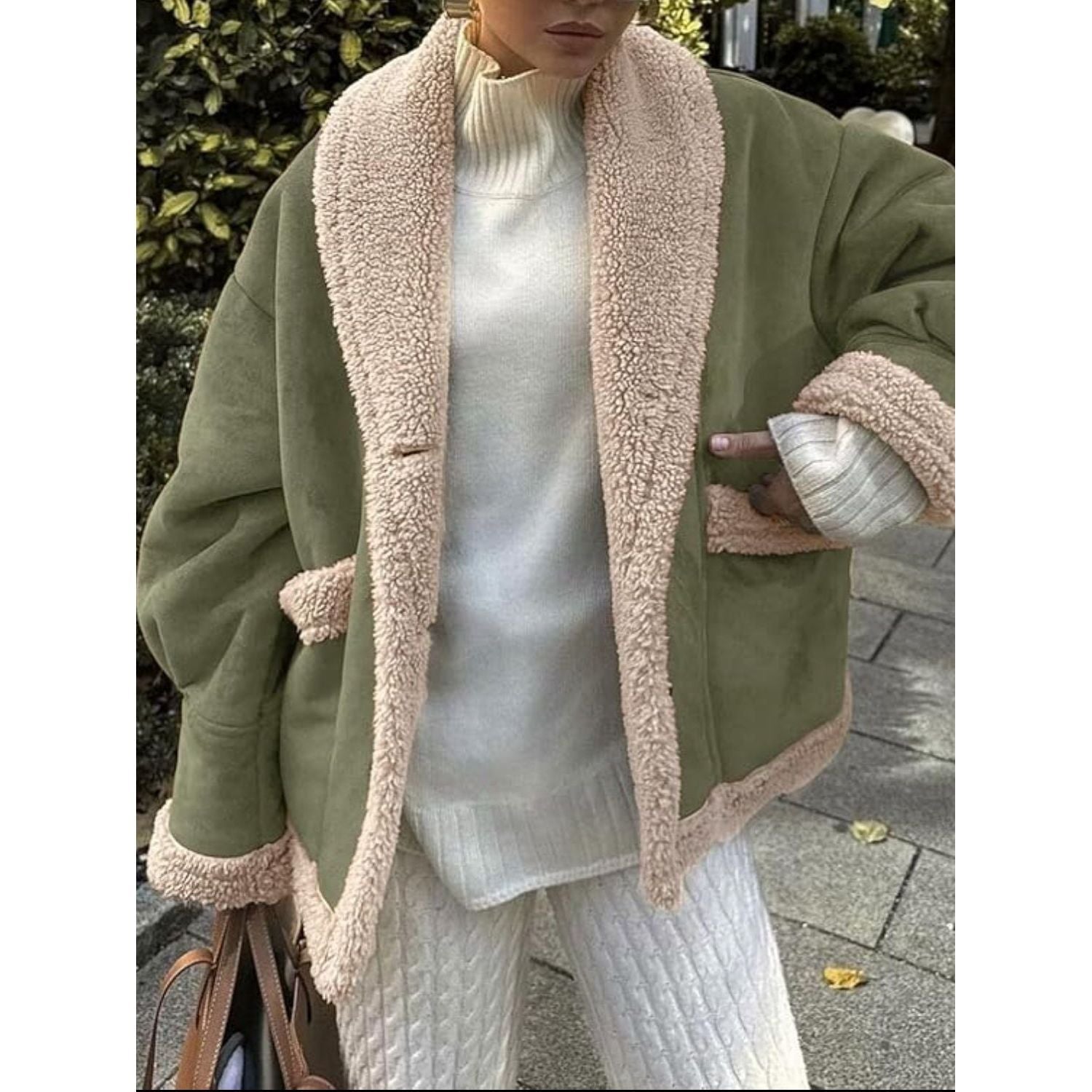 Mysig tjock fleece vinterjacka för kvinnor
