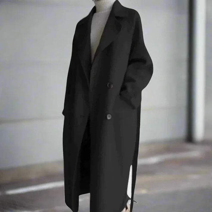 Elegant lös varm vinter trenchcoat för kvinnor