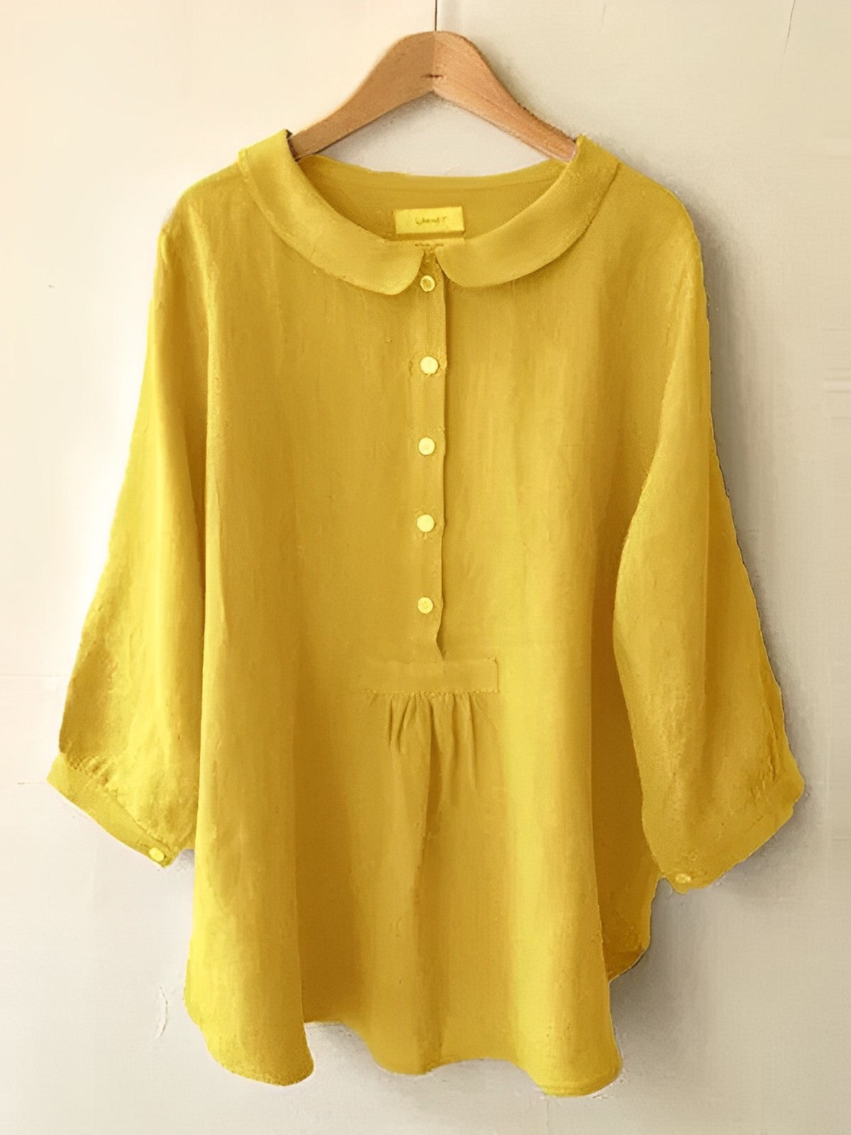 Vintage ståkrage knappar blus för kvinnor