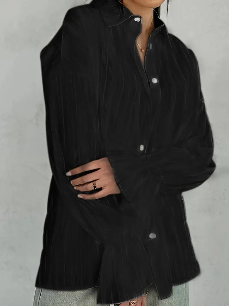 Lös elegant långärmad poloblus för kvinnor
