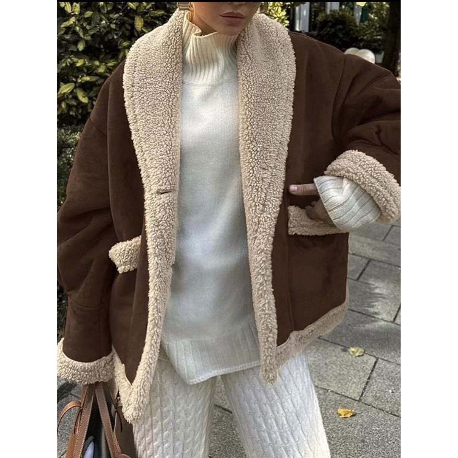 Mysig tjock fleece vinterjacka för kvinnor