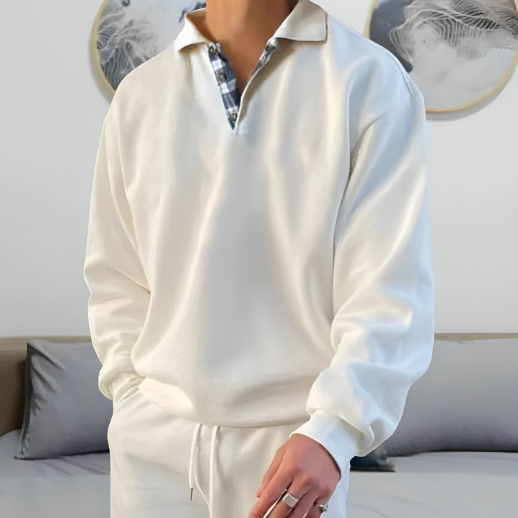 Avslappnad Polo Pullover Sweatshirt för män