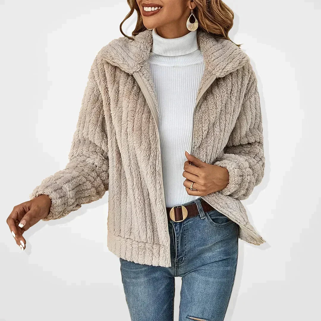 Mysig fleece vinterjacka jacka för kvinnor