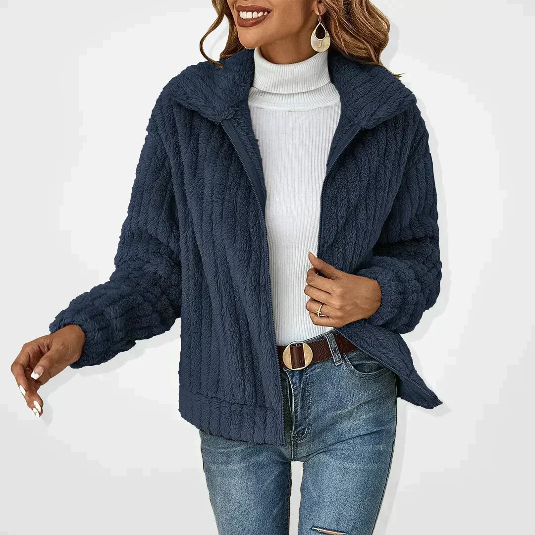 Mysig fleece vinterjacka jacka för kvinnor