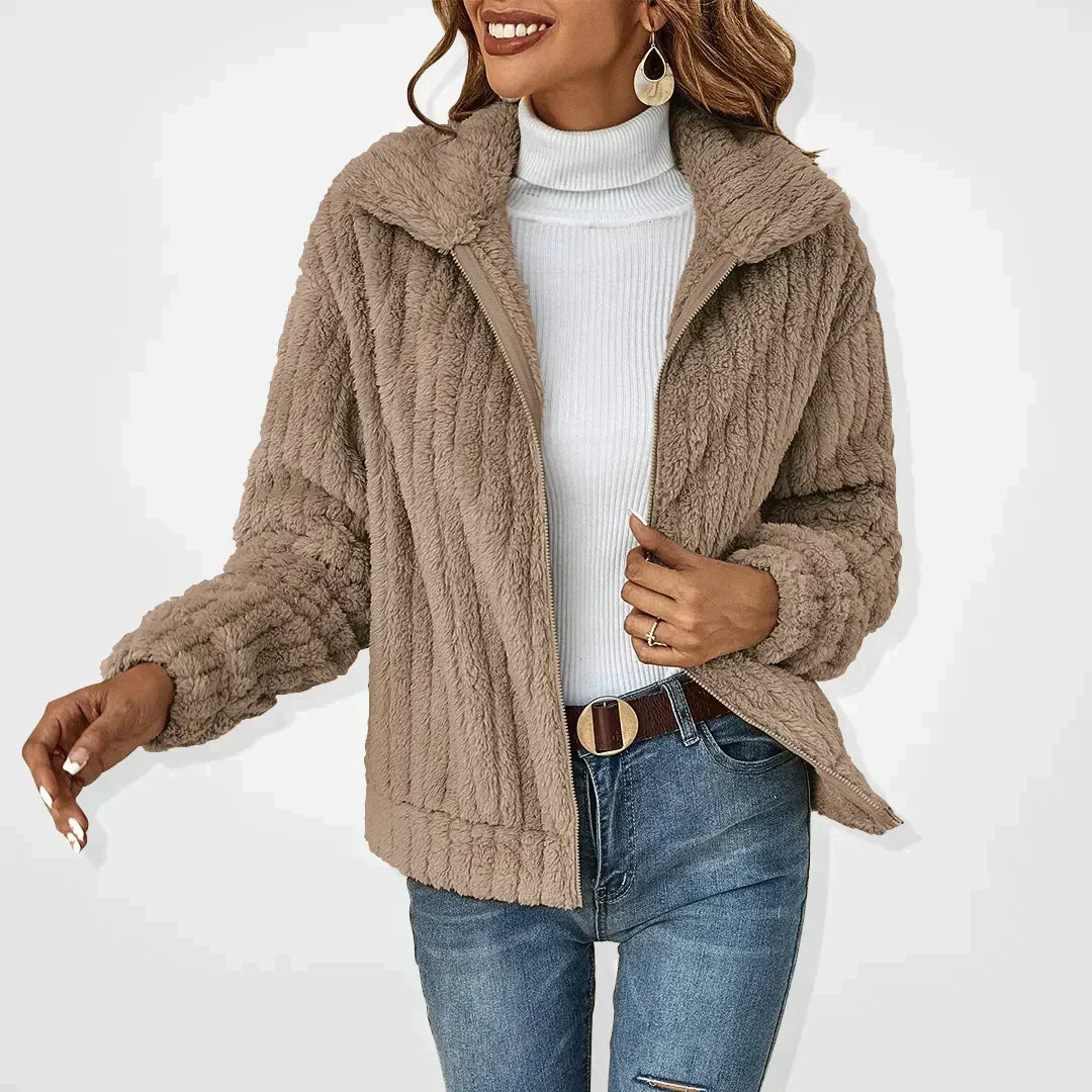 Mysig fleece vinterjacka jacka för kvinnor