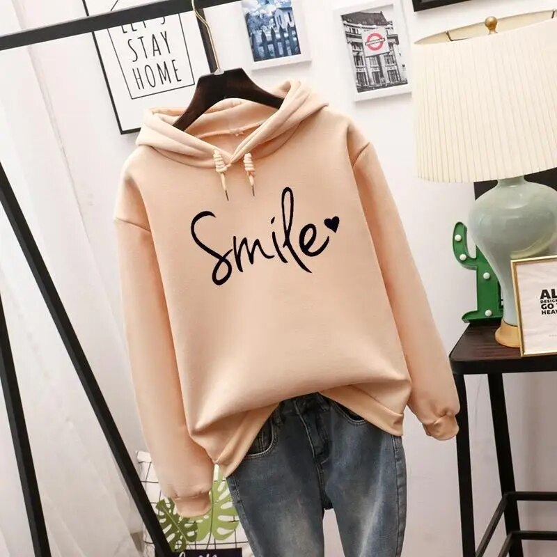 Trendigt löst tryck Text Hoodie Jacka För kvinnor