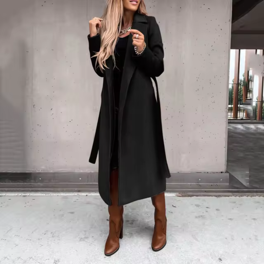 Tidlös elegant lång vinter trenchcoat för kvinnor