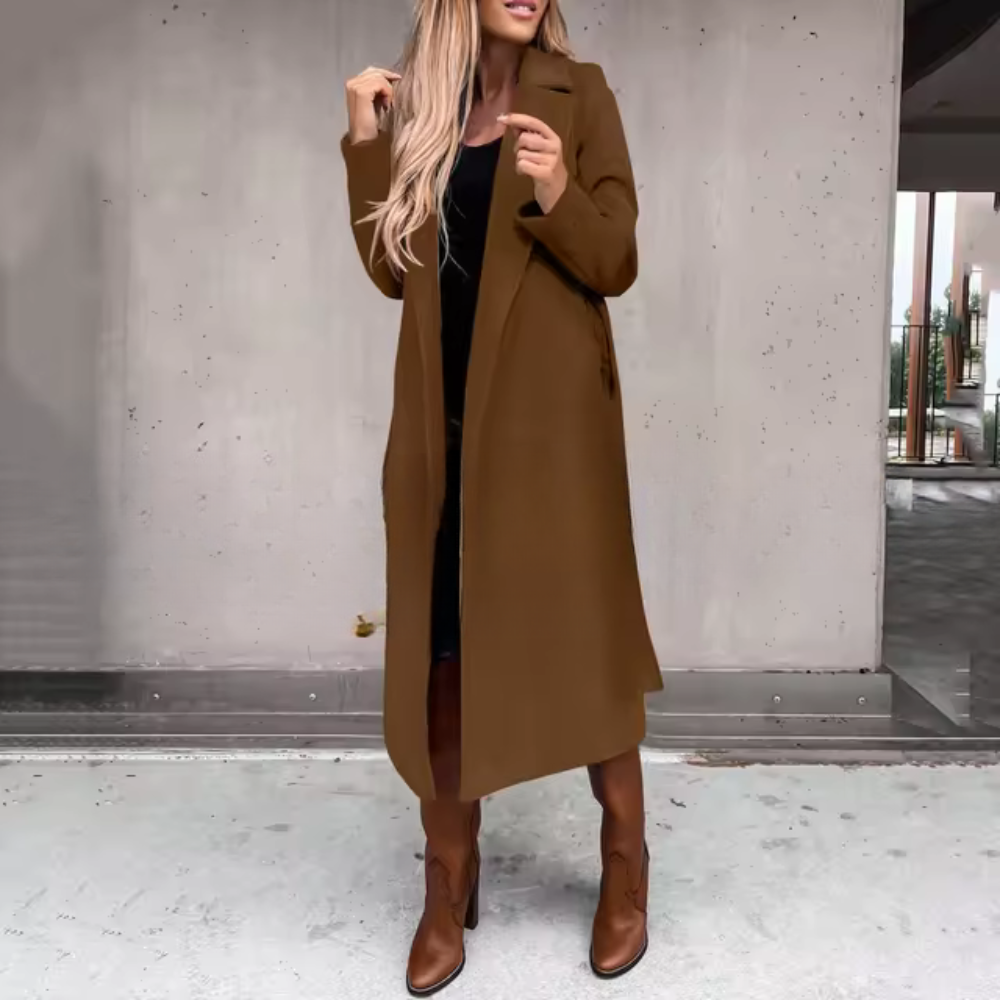 Tidlös elegant lång vinter trenchcoat för kvinnor