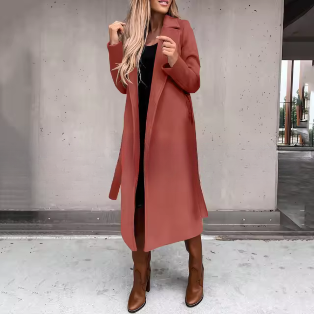 Tidlös elegant lång vinter trenchcoat för kvinnor