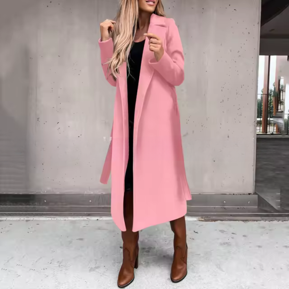 Tidlös elegant lång vinter trenchcoat för kvinnor