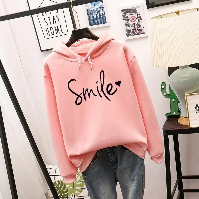 Trendigt löst tryck Text Hoodie Jacka För kvinnor