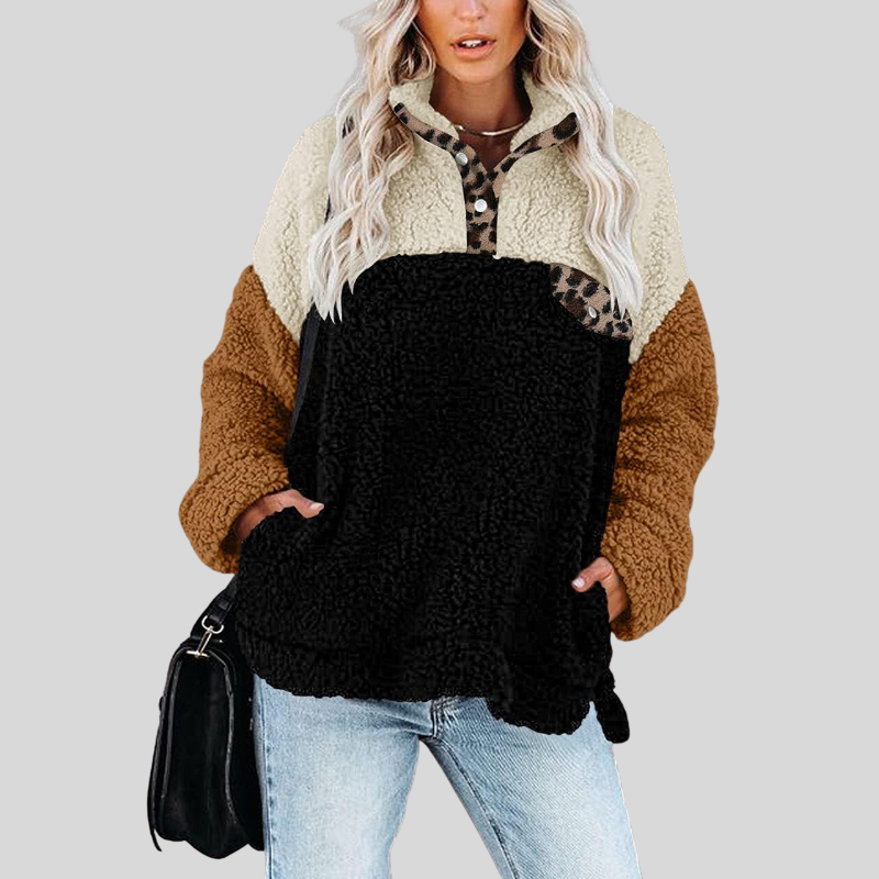 Mysig mjuk fleece vinterjacka för kvinnor