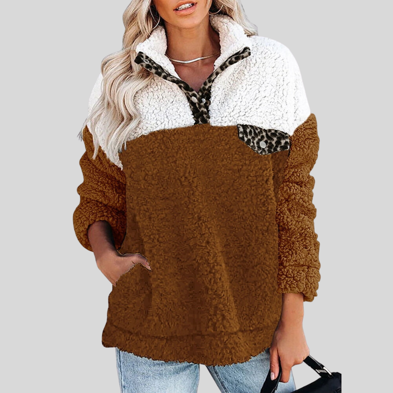 Mysig mjuk fleece vinterjacka för kvinnor