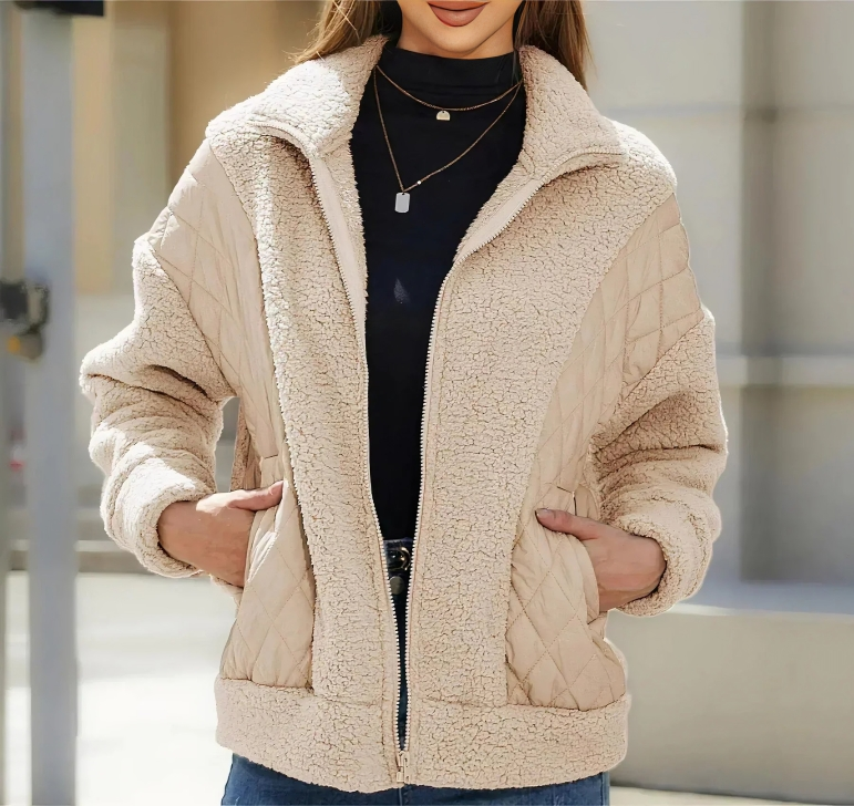 Fleece vadderad varm vinterjacka för kvinnor