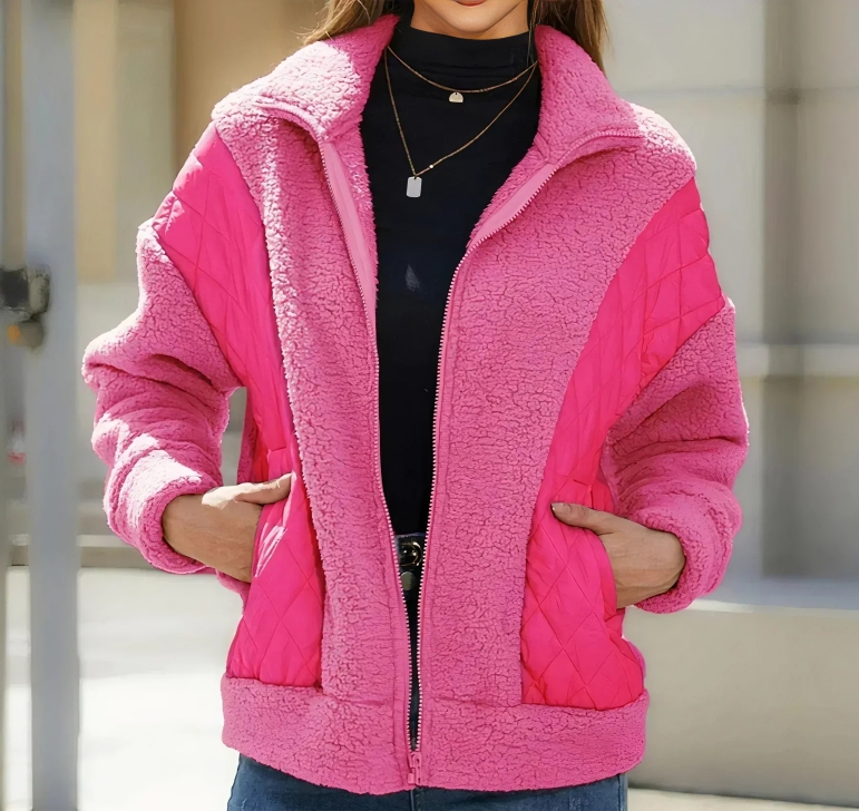 Fleece vadderad varm vinterjacka för kvinnor