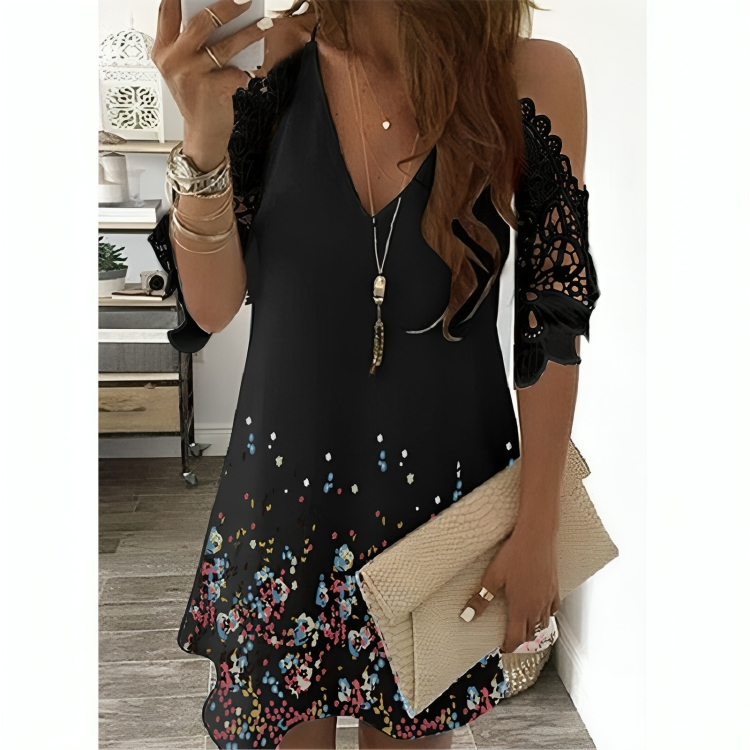 Trendig Off-Shoulder halvärmad miniklänning