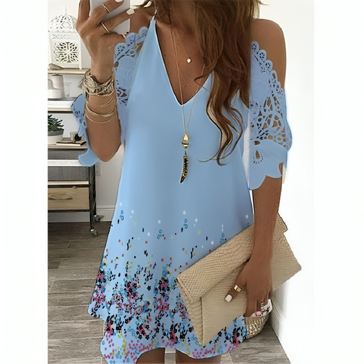Trendig Off-Shoulder halvärmad miniklänning