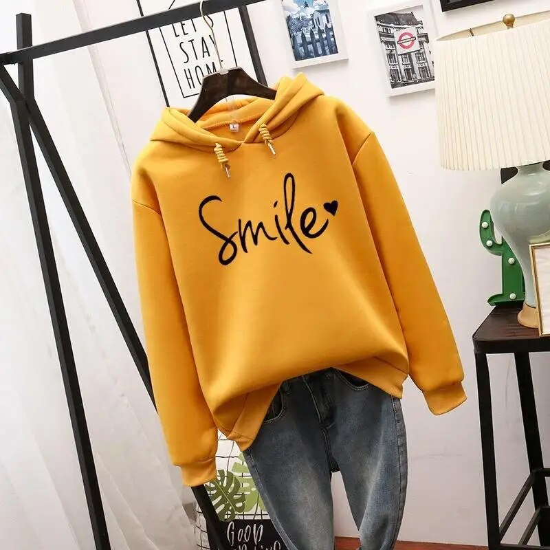 Trendigt löst tryck Text Hoodie Jacka För kvinnor