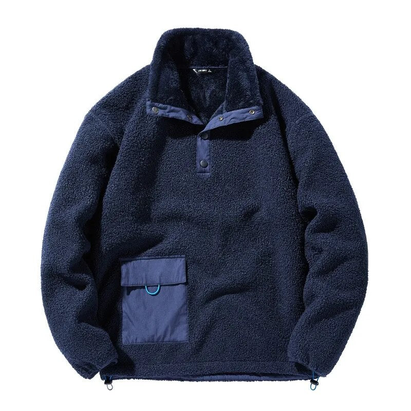 Snygg tjock fleece vinterjacka med ficka för män