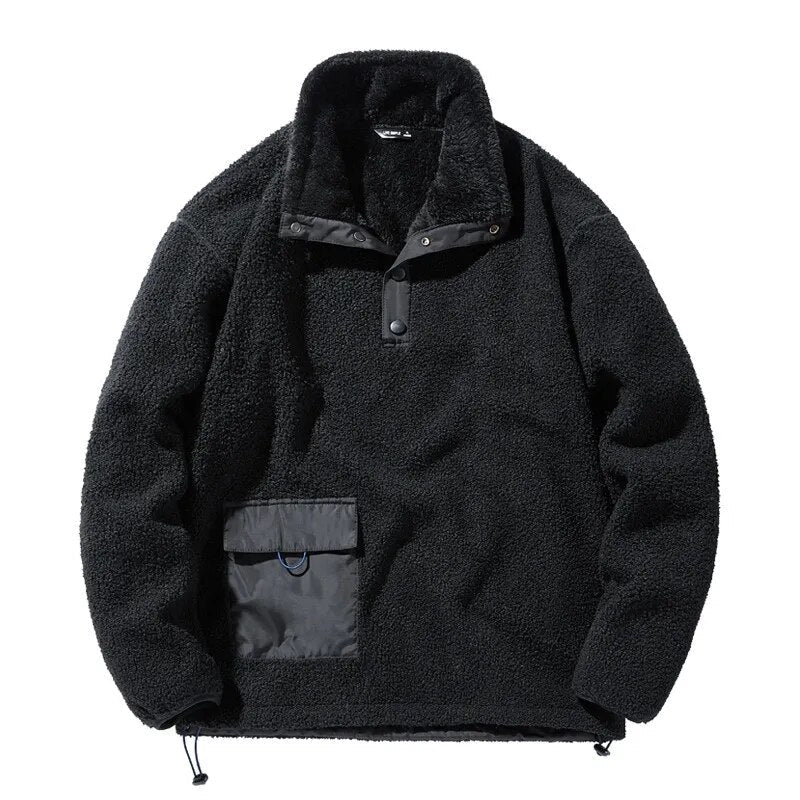 Snygg tjock fleece vinterjacka med ficka för män