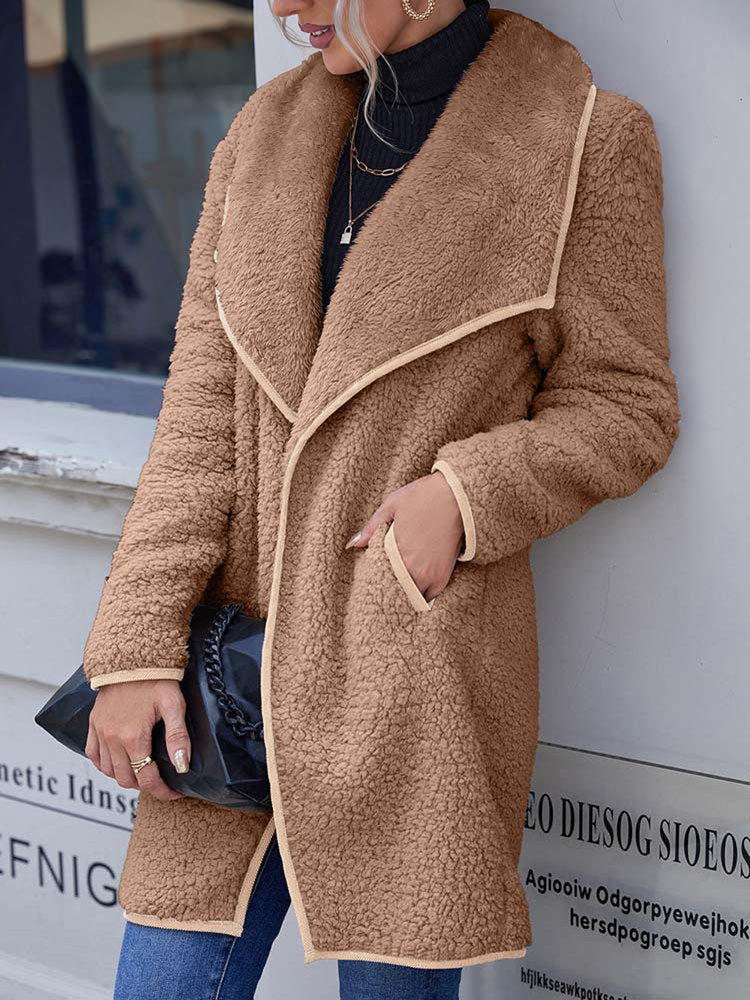 Elegant fleece vinterjacka kappa för kvinnor