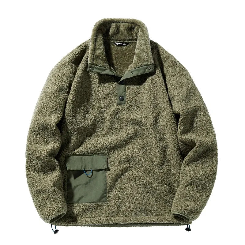 Snygg tjock fleece vinterjacka med ficka för män