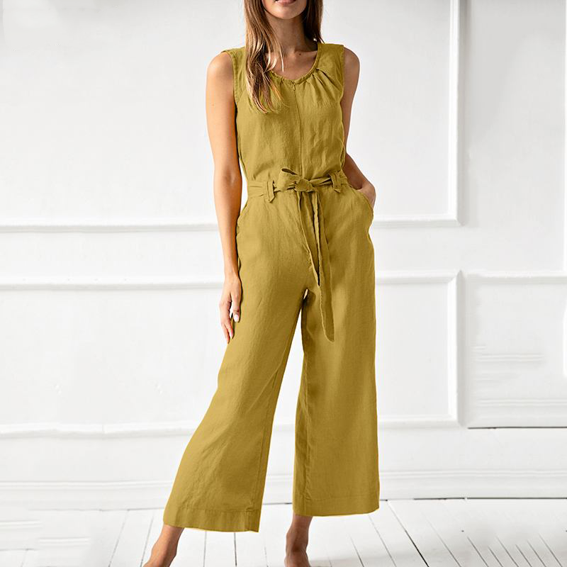Casual ärmlös jumpsuit med vida ben för kvinnor
