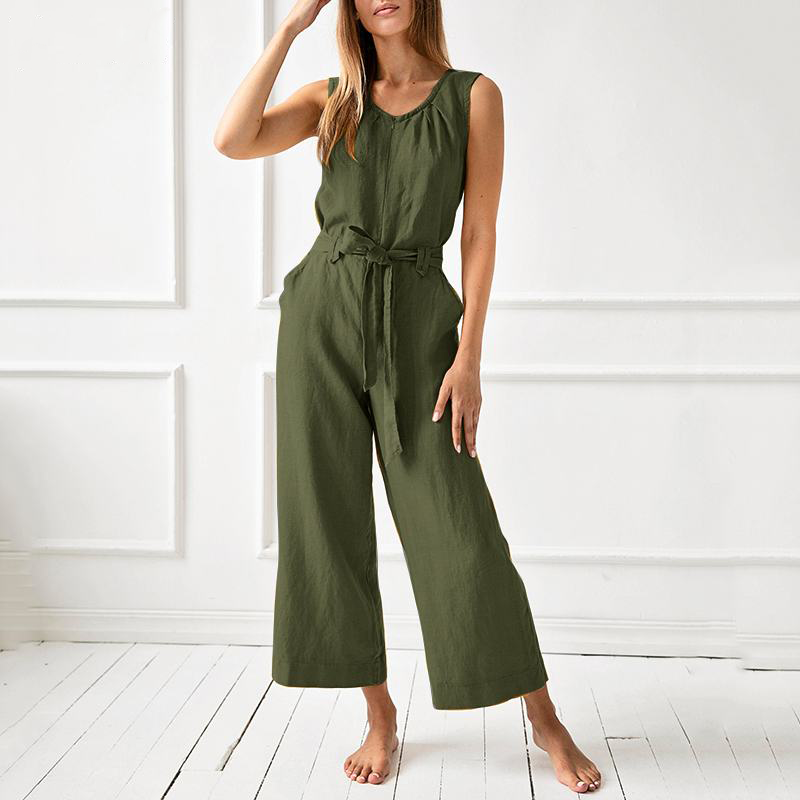 Casual ärmlös jumpsuit med vida ben för kvinnor