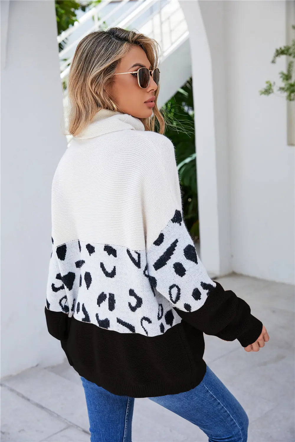 Oversized hög krage jumper tröja för kvinnor