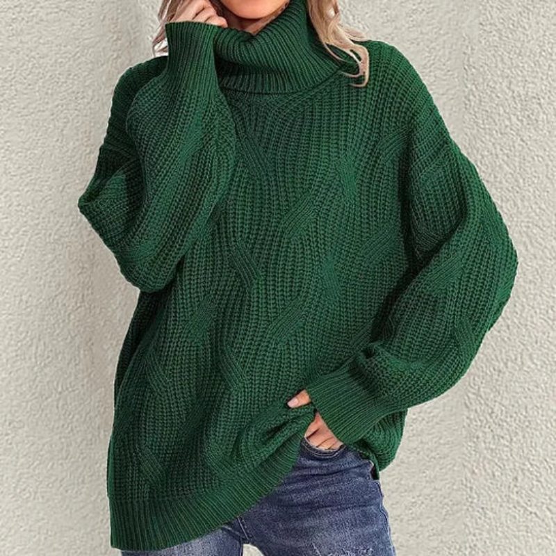 Snygg oversize stickad varm vintertröja för kvinnor